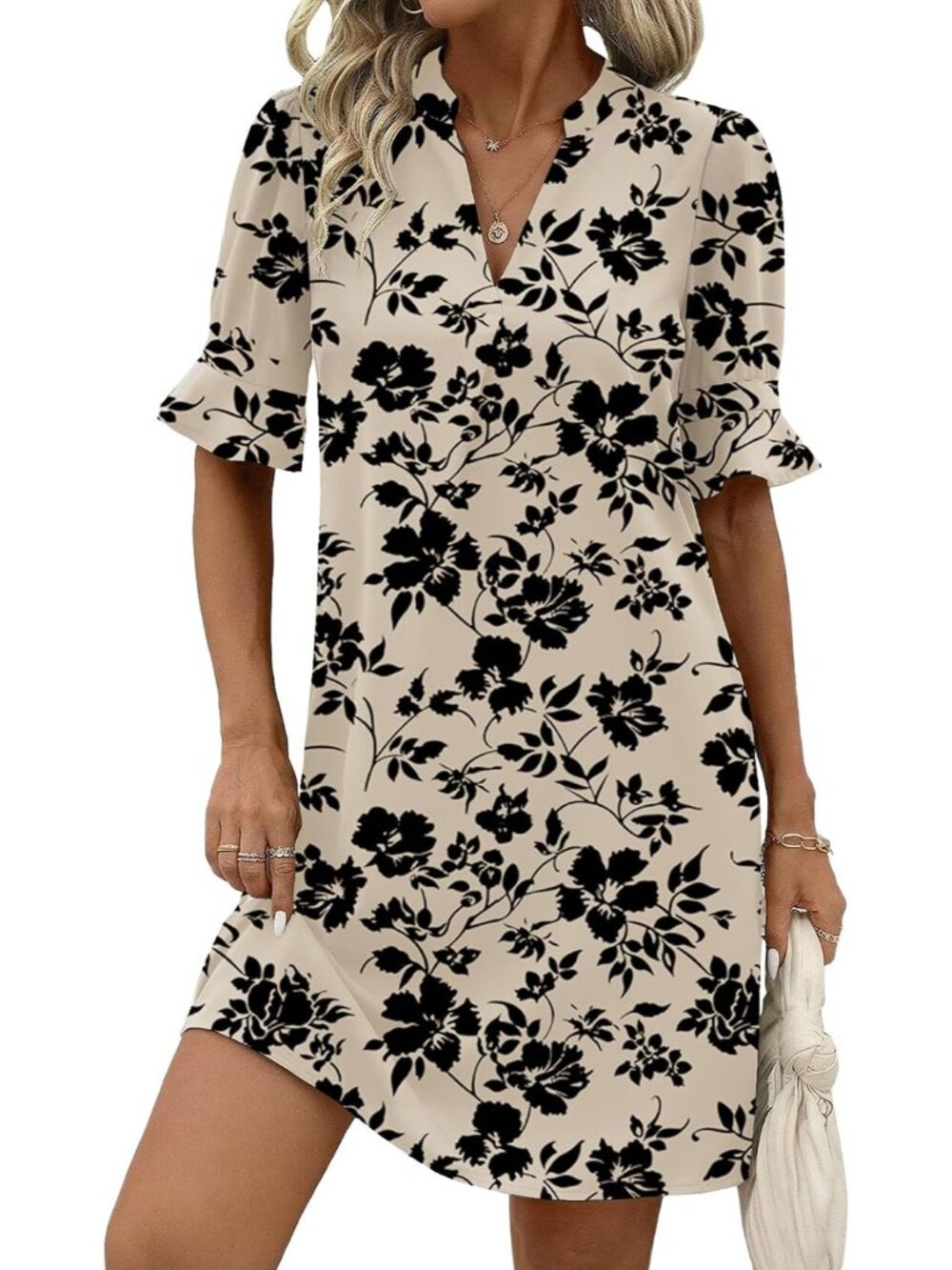 2026 Women's Summer V-Neck Ruffle Sleeve Hawaiian Sundress